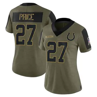 Indianapolis Colts Women's D'vonte Price Limited 2021 Salute To Service Jersey - Olive