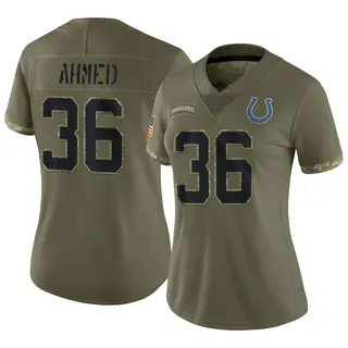 Indianapolis Colts Women's Salvon Ahmed Limited 2022 Salute To Service Jersey - Olive