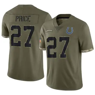 Indianapolis Colts Youth D'vonte Price Limited 2022 Salute To Service Jersey - Olive
